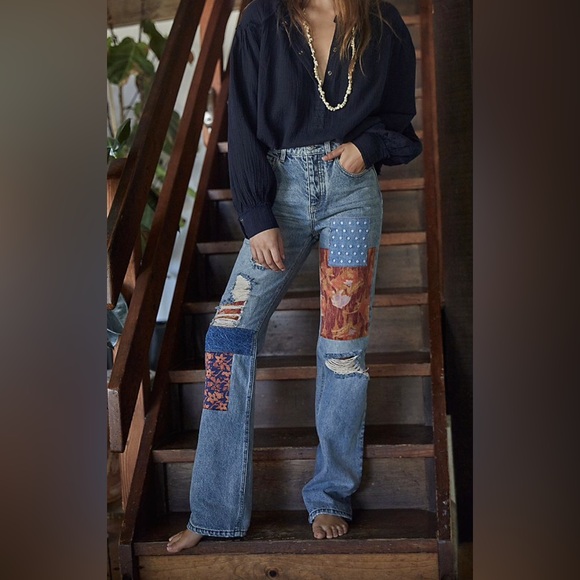 We The Free Denim - We The Free Patchwork (Free People) Patchwork Flare Jeans